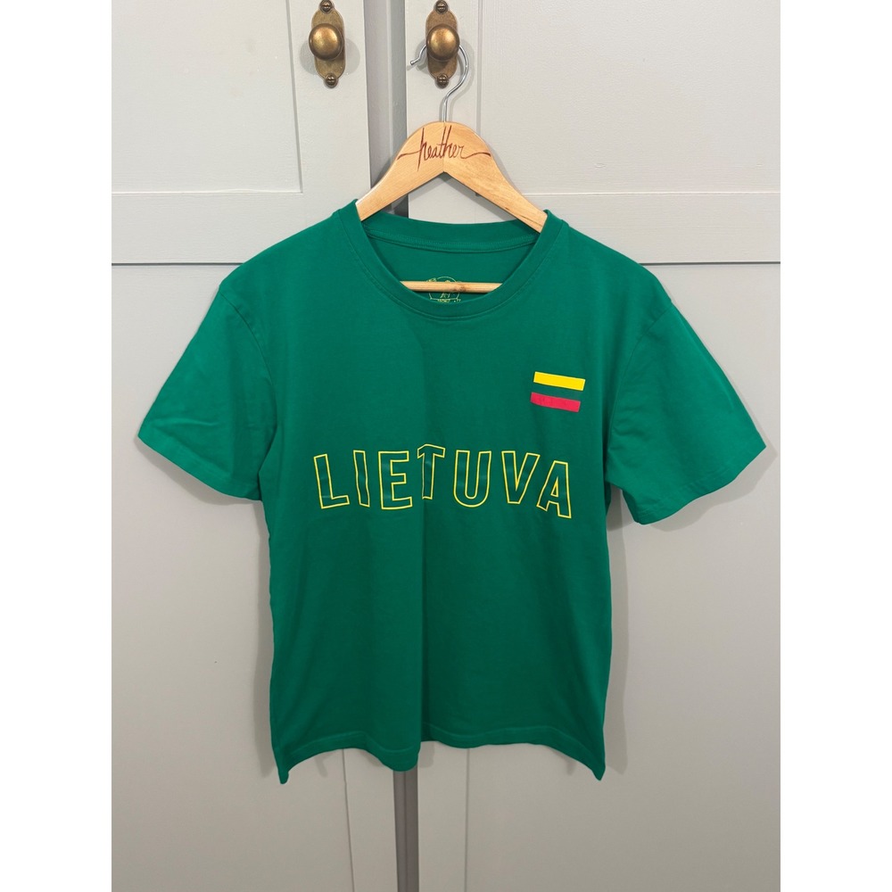 From.lt Lietuva Lithuania Souvenir T-Shirt Green Cotton Mens Size Medium
